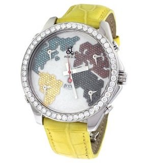 Jacob & Co. Yellow Band Five Time Zone World Map Diamond Watch